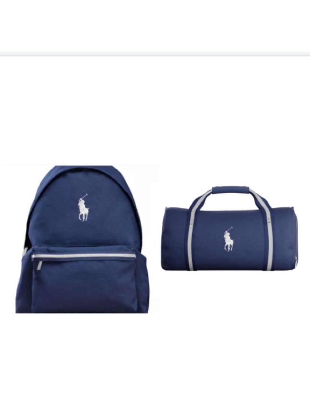 Ralph Lauren Navy and White Polo Backpack & Duffel Set